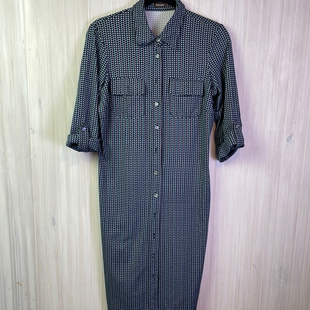 J. McLaughlin Green-ish/Blue-ish Midi Comfortable Dress
